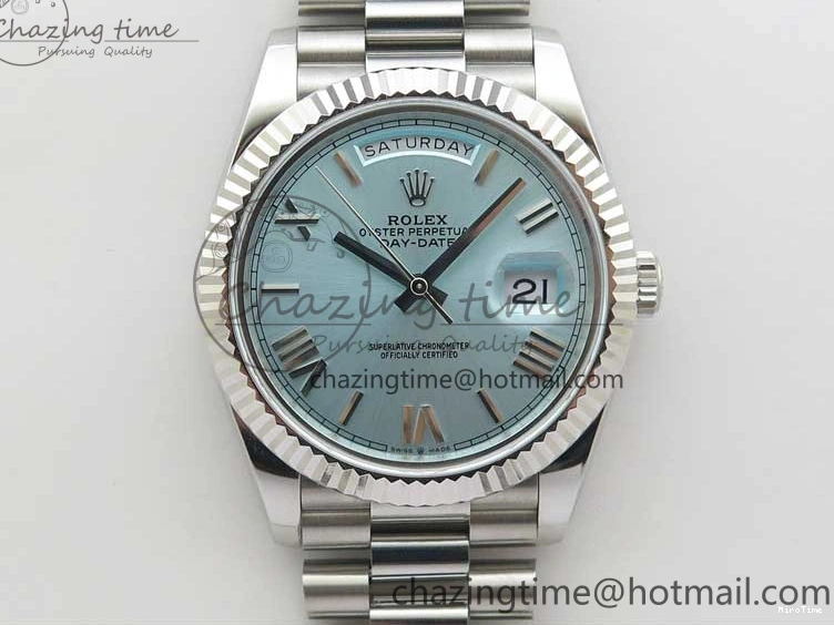 MiroTime 0421 WaterResistant Day Date 40 SS Bp Maker 1:1 Best Edition Tiffany Blue Roman Dial on SS Bracelet A 2549